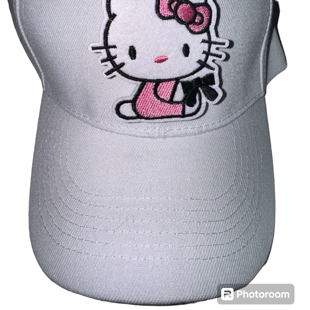 Hello Kitty ball cap white twill adjusts NWT patch fun summer gift pink dress